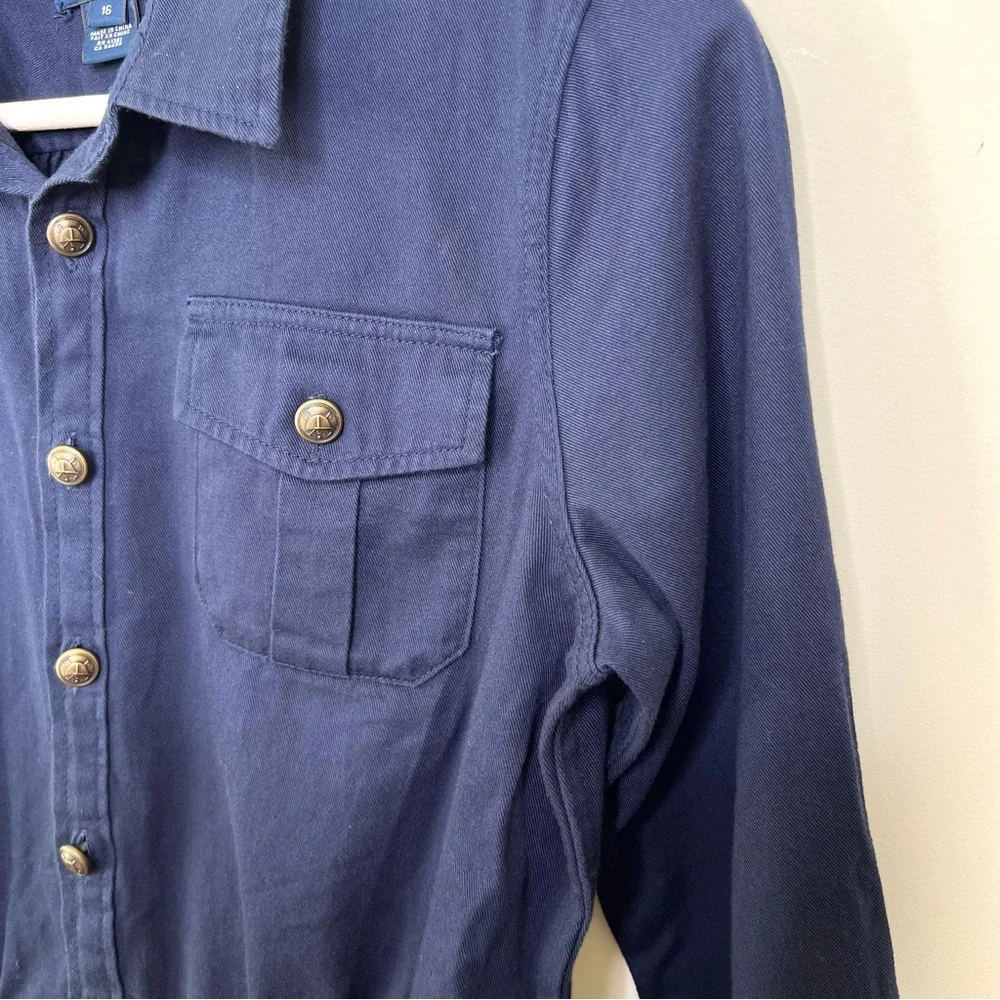 Ralph Lauren Navy Button Front Shirt Dress Dize 16